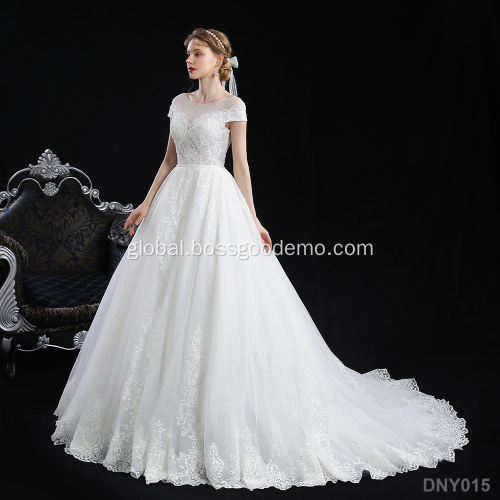 Wedding Dress DNY $80-200 Vintage illusion back style gorgeous beaded bridal gown wedding dress for pregnant women Manufactory